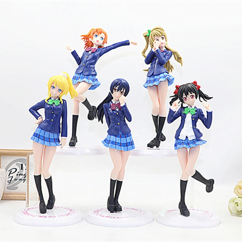 

5pcs/set Beautiful Girl Love Live Campus College Kotori Minami PVC Action Figure Hand-Made Doll Model Decoration Cute Dolls