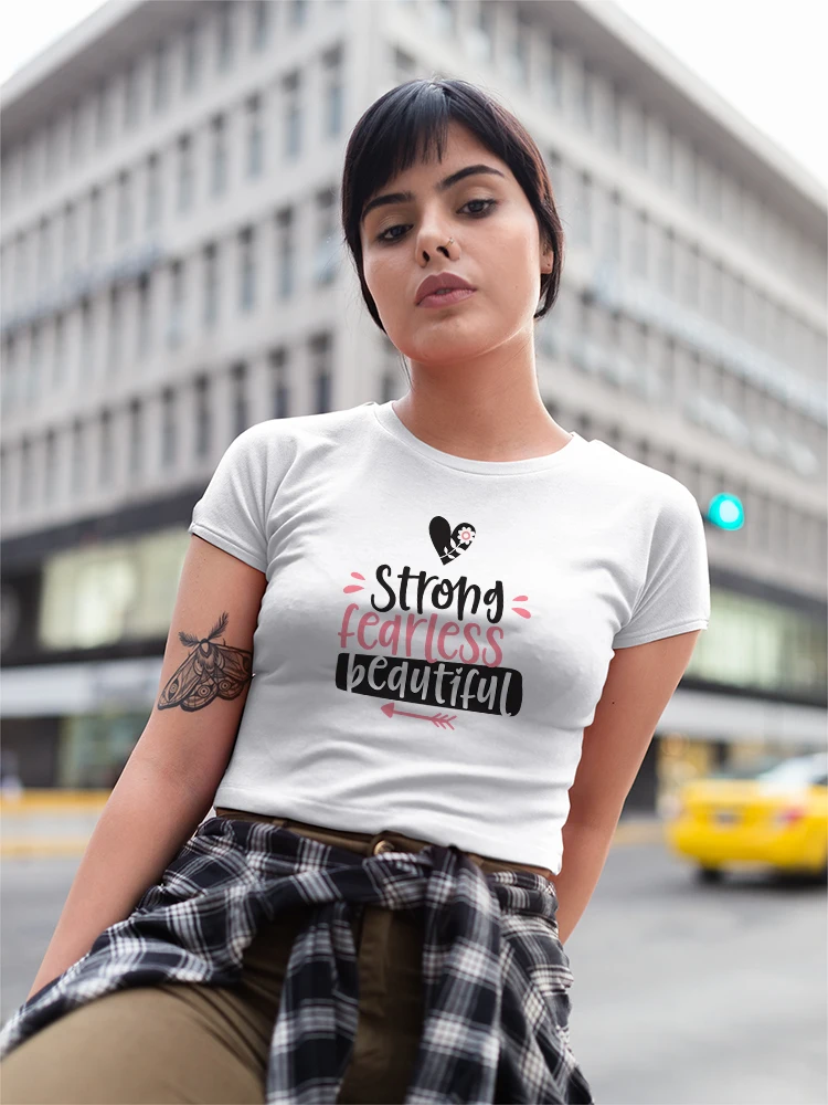 

Yeskuni Strong Fearless Beautiful Women T-shirt Simple Fashion Ropa Aesthetic Tumblr Mujer Summer Urban Casual T Shirt Dropship