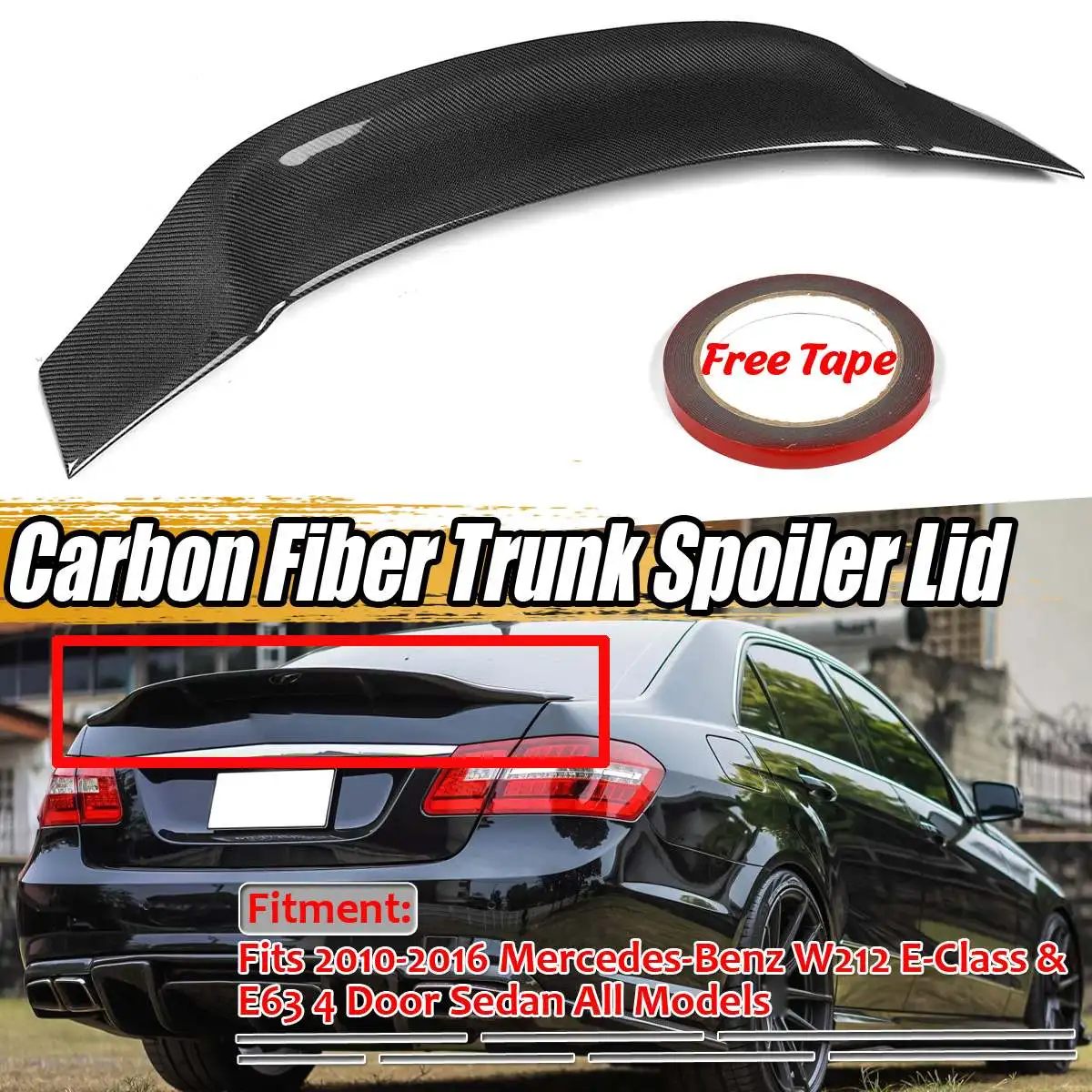 

Real Carbon Fiber Car Rear Trunk Spoiler Wing Big For Mercedes For Benz W212 E300 E350 E550 E63 For AMG 2010-2016 Wing Spoiler