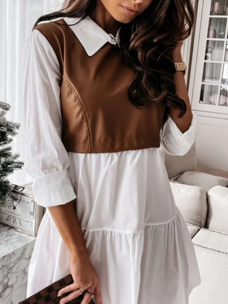 Женское патчворк платье полиэстер