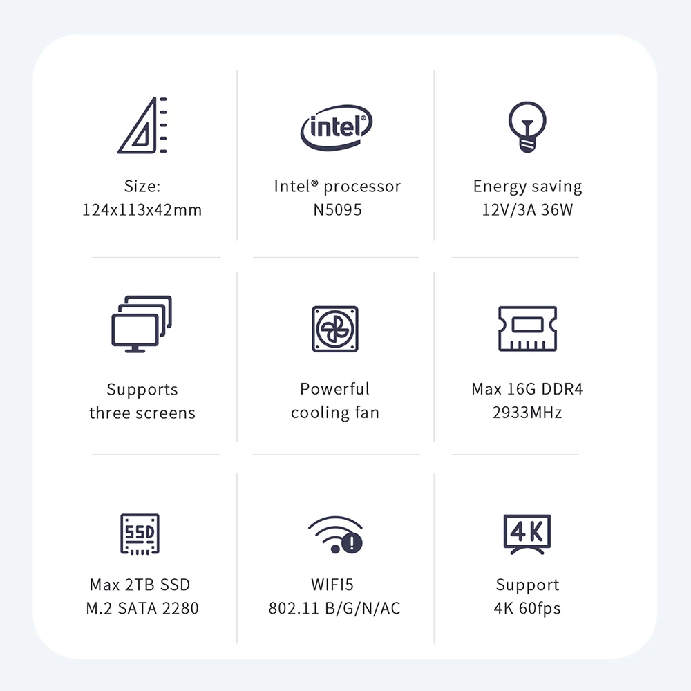 Beelink U59 Windows 11 мини-ПК Intel 11-го поколения N5095 DDR4 8 Гб 256 ГБ SSD 2 4 и 5 8G Dual Wifi BT4.0 1000M