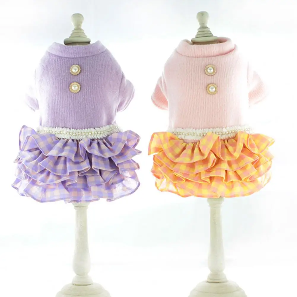 

Платье принцессы для домашнего питомца, красивый дизайн из искусственного жемчуга, хлопковая одежда для домашнего питомца, форма для собак,...