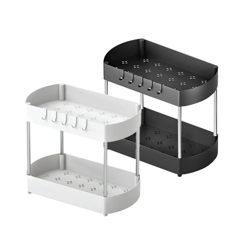 

Double-layer Kitchen Sink Rack Spice Jar Bottle Rust-proof Countertop Finishing Rack Sink Under The Shelf Kitchen Storage Rack