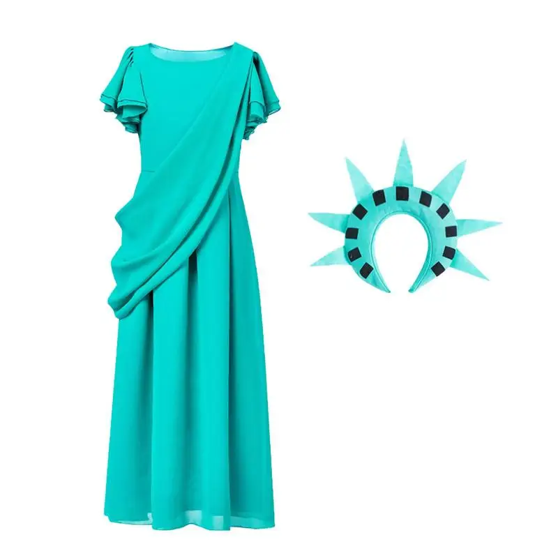 

Cosplay Costume Women Liberty Ancient Roman Gown Robes Statue Of Liberty Costume Halloween Cosplay Gifts For Girls Women