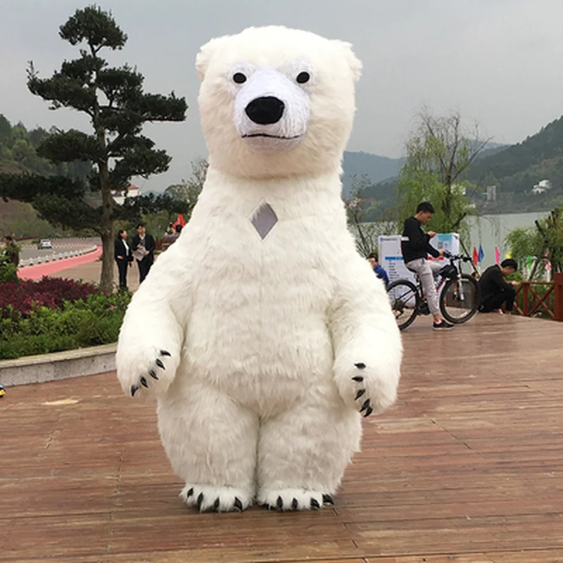 10ft Giant Inflatable Polar Bear Costume Adult Blow Up Fur Plush Mascot Suit Animal Character Inflated Garment for Events Party