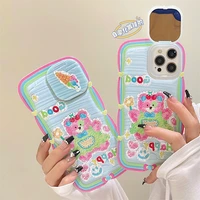 cute cartoon oil painting bear phone case cover for iphone 11 12 13 pro x xr xs max shockproof case for iphone 13 cases
