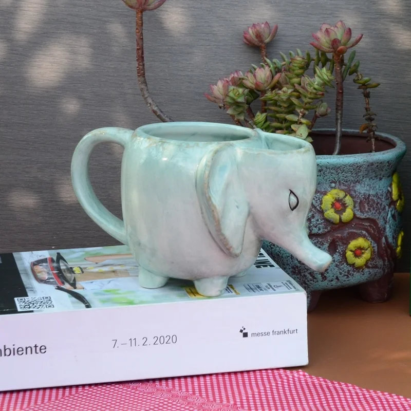 Креативная керамическая кружка в стиле ретро под старину виде слона Мультяшные