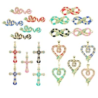 zirconia gold plated love letter %ef%bc%86 cross heart snake charm connector for bracelet necklace earring handmade making accessories