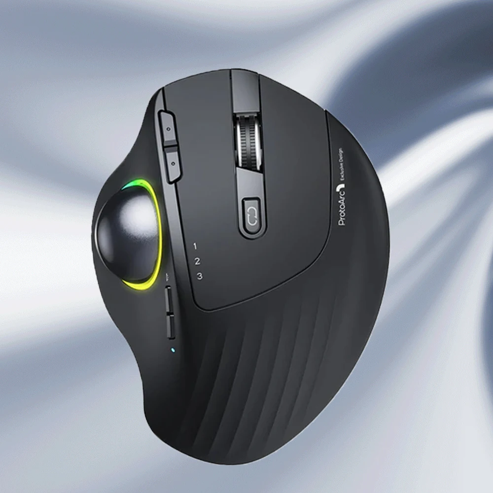 

ProtoArc Wireless Trackball Mouse RGB Gaming Mouse for Office Laptop PC BT Ergonomic Mouse