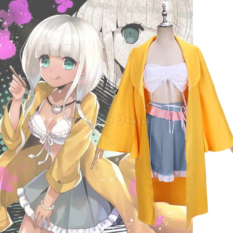 Аниме Danganronpa V3 Косплей Angie Yonaga пальто + нижнее белье юбка наряды сексуальные