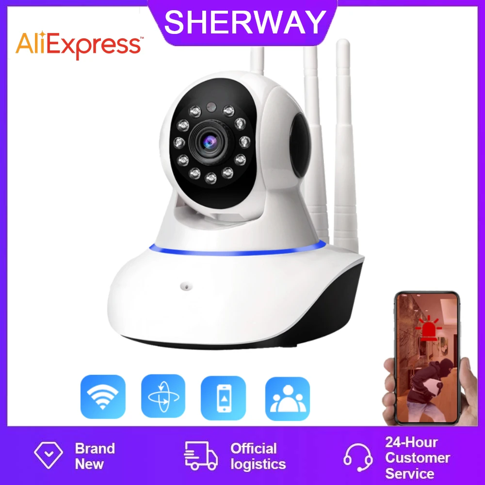 

360° PT Camera 2MP 1080P Motion Detection 2.4GHz WiFi infrared Night Vision indoor Surveillance Shaking Head WiFi Camera