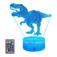 3d night light for kids with remote smart press 7 colors 16 colors changing dimmable toys t rex 3d bedside lamp