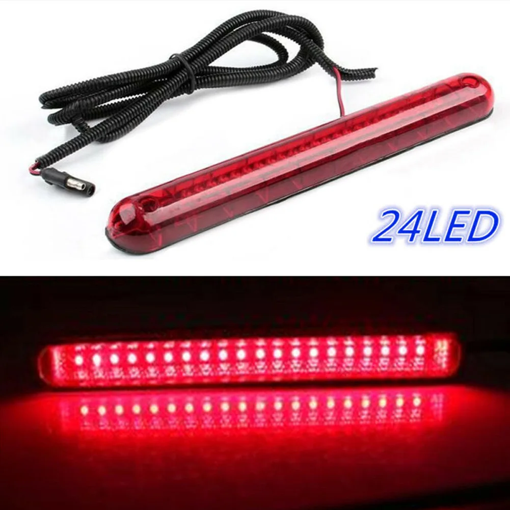 

Universal Car Third Brake Light Red 24 LED Fit Rear High Mount Stop Lamp 12V Tail Light Waterproof For Most Truck SUV RV Light