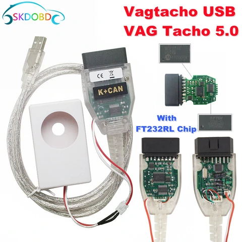 Автомобильный диагностический инструмент с чипом FTDI FT232RL, для NEC MCU 24C32 и 24C64 Vagtacho USB версии V5.0 VAG Tacho 5,0 OBD2