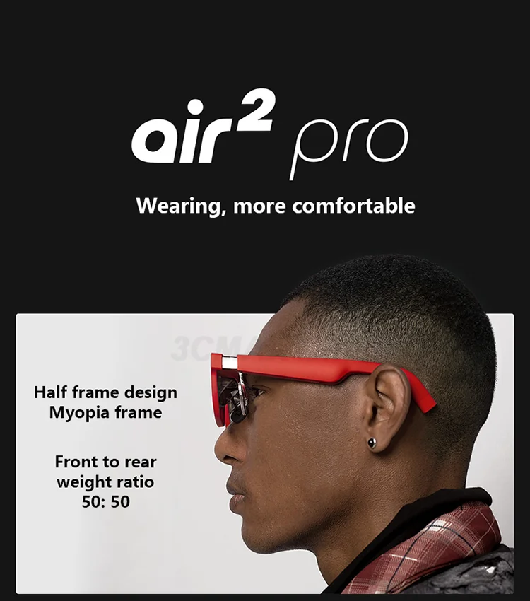 XREAL-буфли Inteligentes Air 2 Pro AR Lentes Con Atenuacion Electrocromica De 3 Niveles 75 г 120 Гц 130 Pulgadas