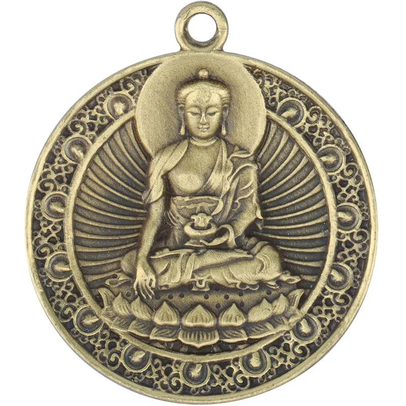 Amuleto budista tibetano y buque mágico, collar de latón, colgante de Ludu, hermana del corazón de la madre, marca de Buda