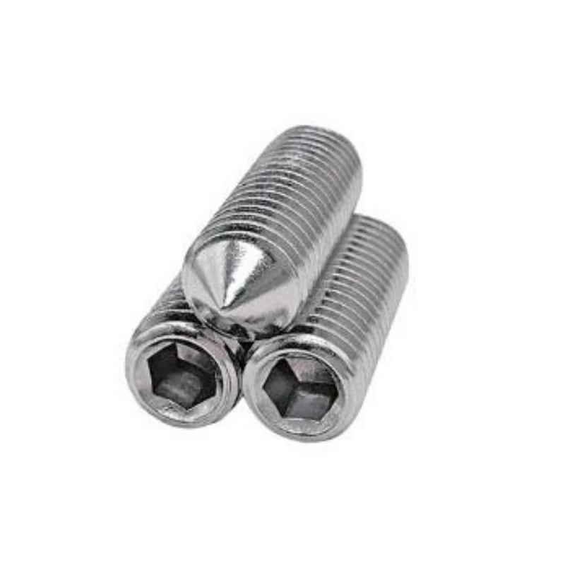 Фото UNC/UNF 4 # -40 5 # -40 6 # -32 8 # -32 10 # -32  10 # -24 1/4-20 Установочные винты с шестигранной головкой из нержавеющей стали 304, винт с конической точкой №3