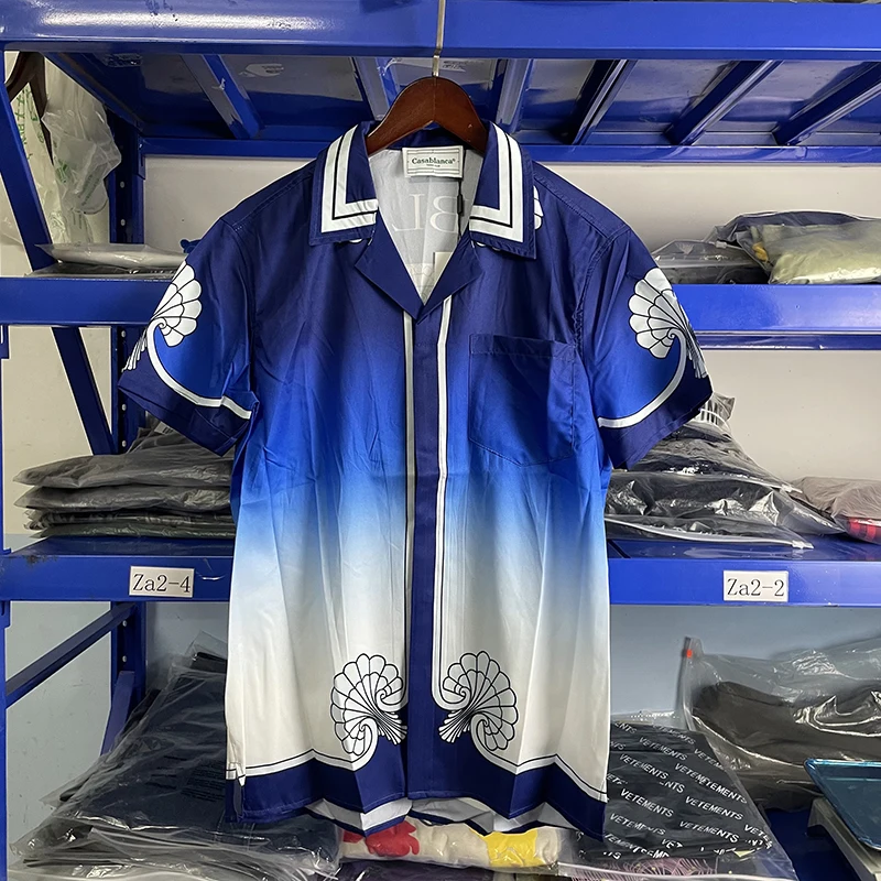 

New Real Casablanca Shirts Asian Size Set Men Women 1:1 Casablanca Fashion Stripe Shirts Casual Cardigan Buttons Shirts