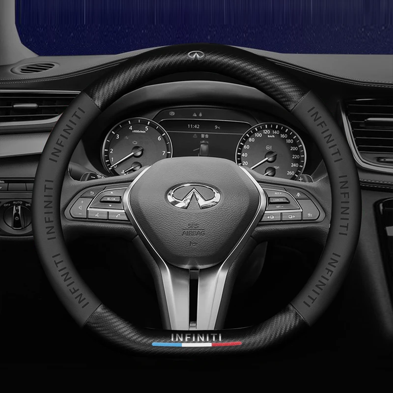 

Leather Car Steering Wheel Cover Non-Slip For Infiniti Q50 FX35 Q30 G37 Q70 QX70 G35 Q60 QX50 QX60 QX80 QX30 JX35 Accessories