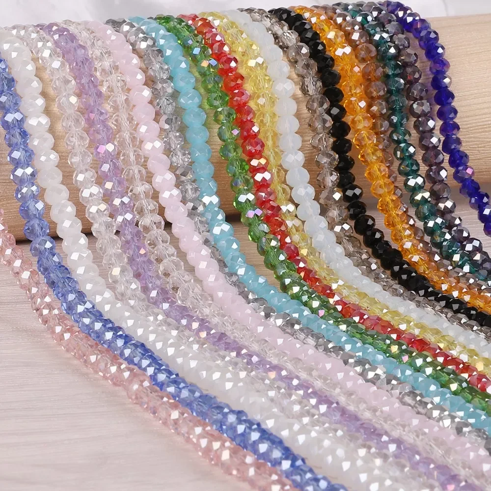

145pcs 4mm Multi Color Rondelle Austria faceted Crystal Glass Beads Loose Spacer Round Beads For DIY Jewelry Making