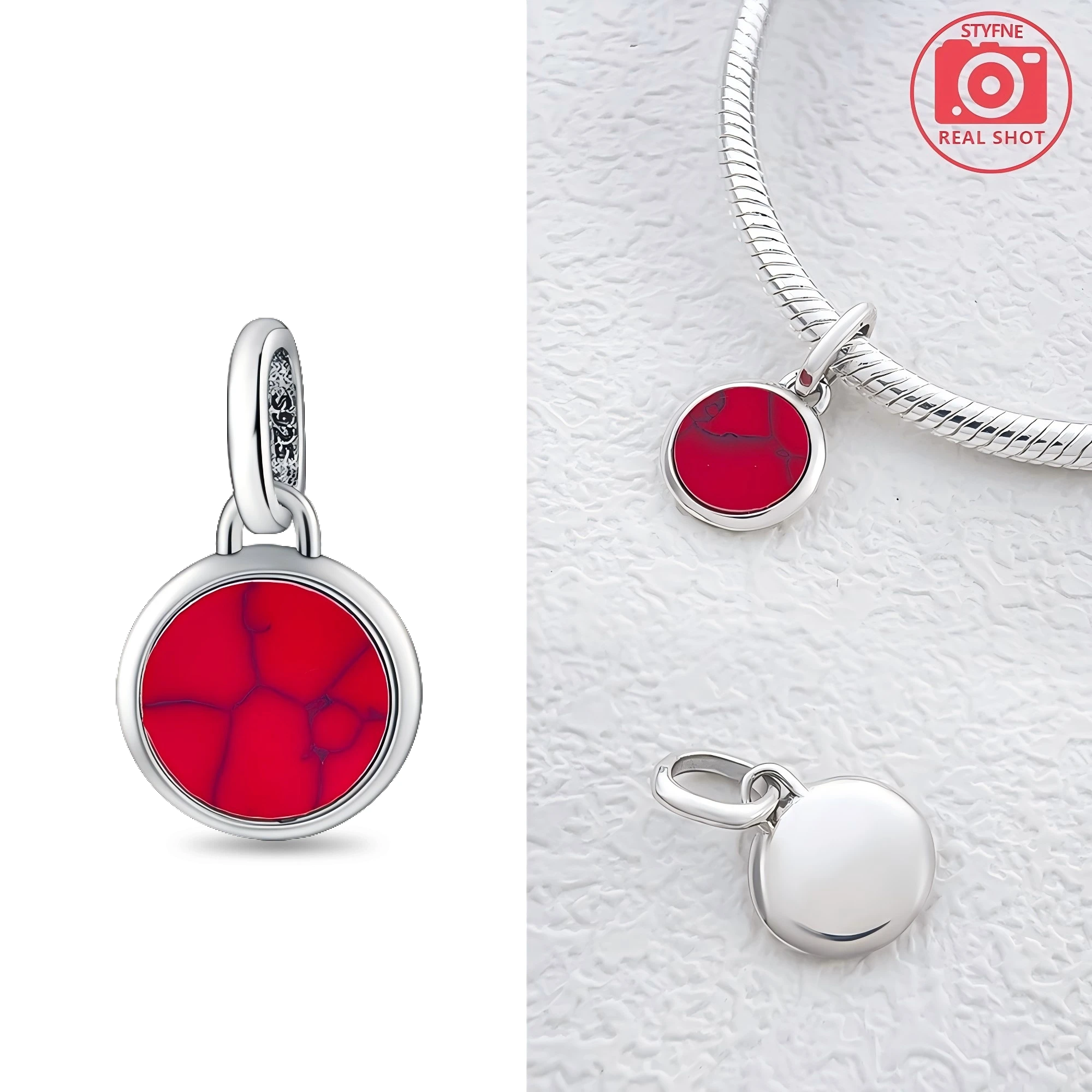 Новинка 2024 г. Настоящее серебро 925 пробы красное муранское стекло гравировочный