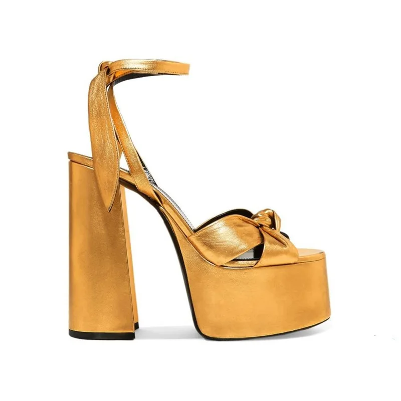 

Solid Platform Sandalias Mujer Verano 2022 Tie Bow Sandals Woman Peep Toe Shoes Chunky Heels Shose Women Fashion Concise Shoes
