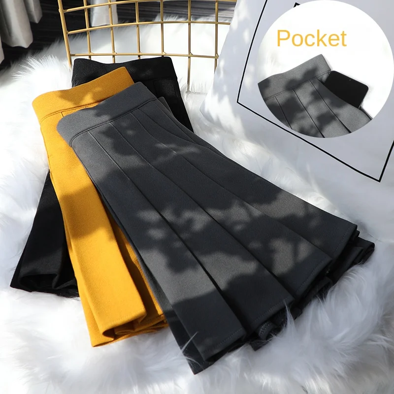 A Skirt That Looks Like A Skirt Ladies 2022 Fall Outfits Elegant Women's Japanese Fashion Yellow Mini Pleated Skirts For Women