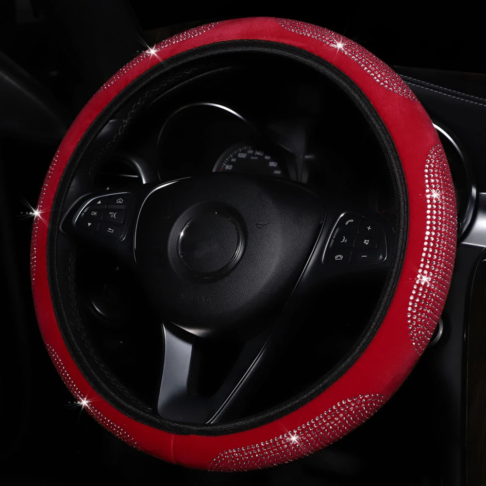 

Universal Bling Diamond Car Steering Wheel Cover 15'' 38cm Elastic Anti Slip Dustproof Decoration Trim Car Accessories