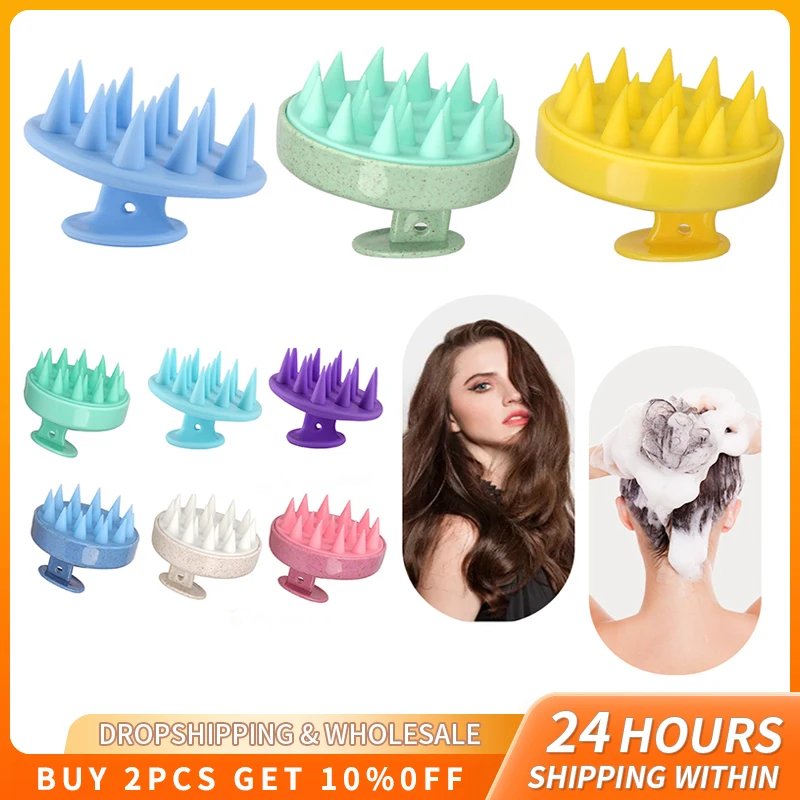

1pc Handheld Massage Brush Combs Silicone Head Body Scalp Shampoo Brushs Hair Washing Comb Shower Brush Salon Hairdressing Tools