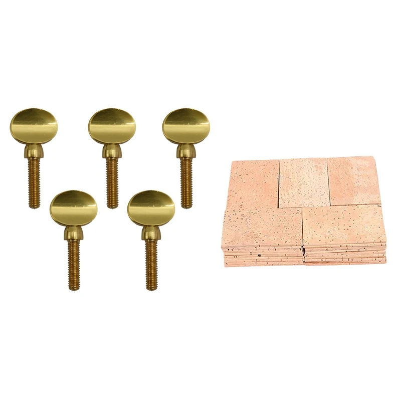 

New Hot 55 Pcs Instrument Parts: 50 Pcs Saxophone Neck Cork Sheet 2Mm Natural Neck Cork Sheet Natural Kit & 5 Pcs Gold Copper Cl
