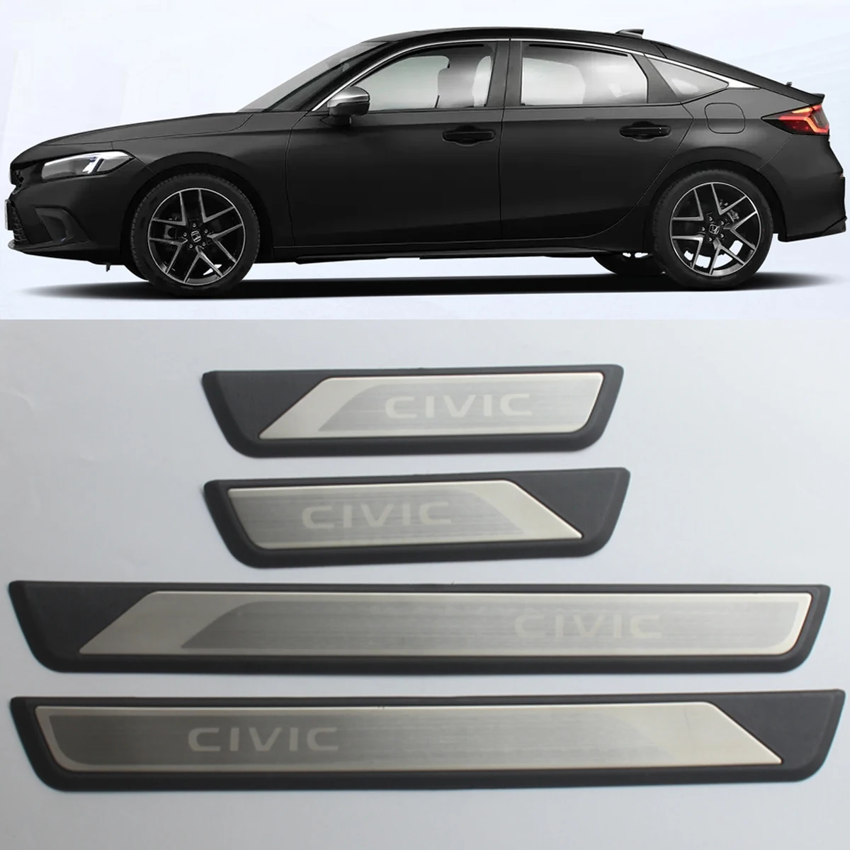 

Стайлинг автомобиля для Honda Civic 11 поколения, седан, хэтчбек, 4 шт., защитная Накладка на порог двери, фотозащита, 2022, 2023, 2024