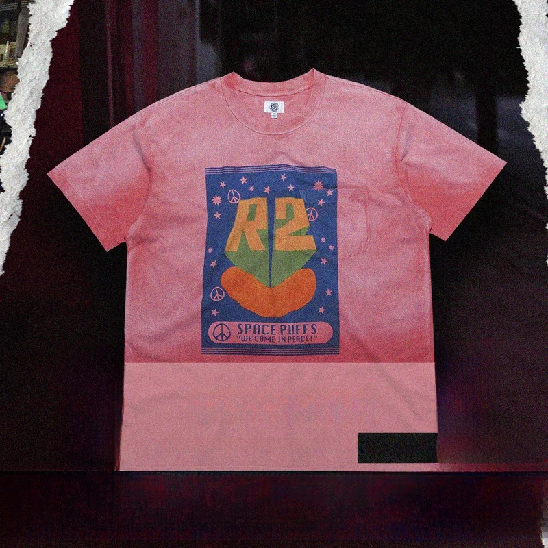 [No Refund Or Exchange for Slight Flaw Models] round Two Loose Youth Casual Chest Print T-shirt