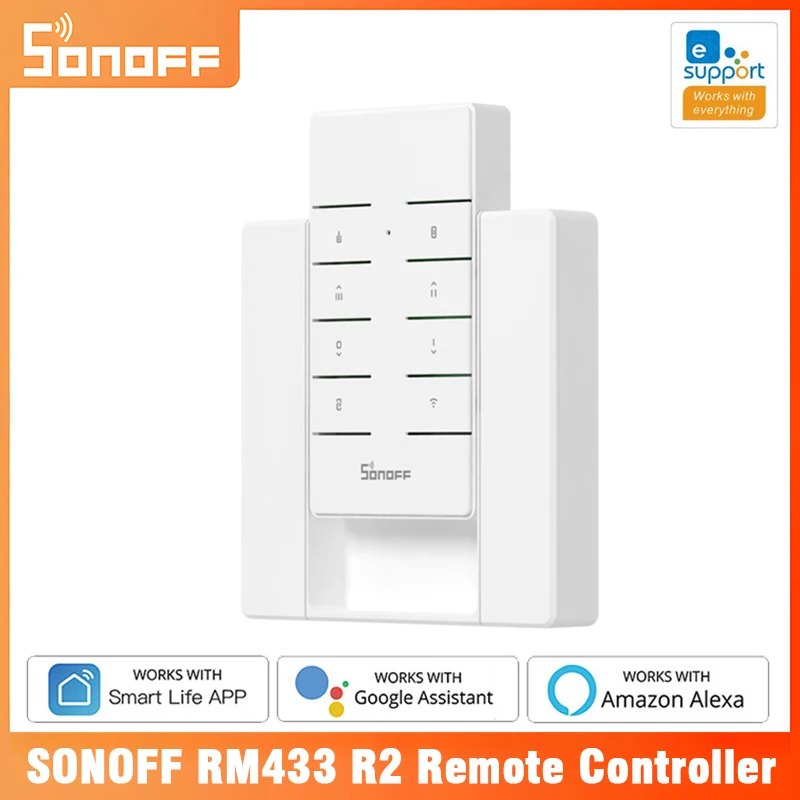 

SONOFF RM433 RM433R2 Remote Controller Support SONOFF RFR2, RFR3, SlampherR2, IFan03/iFan04, D1, TX Series, 433 RF BridgeR2