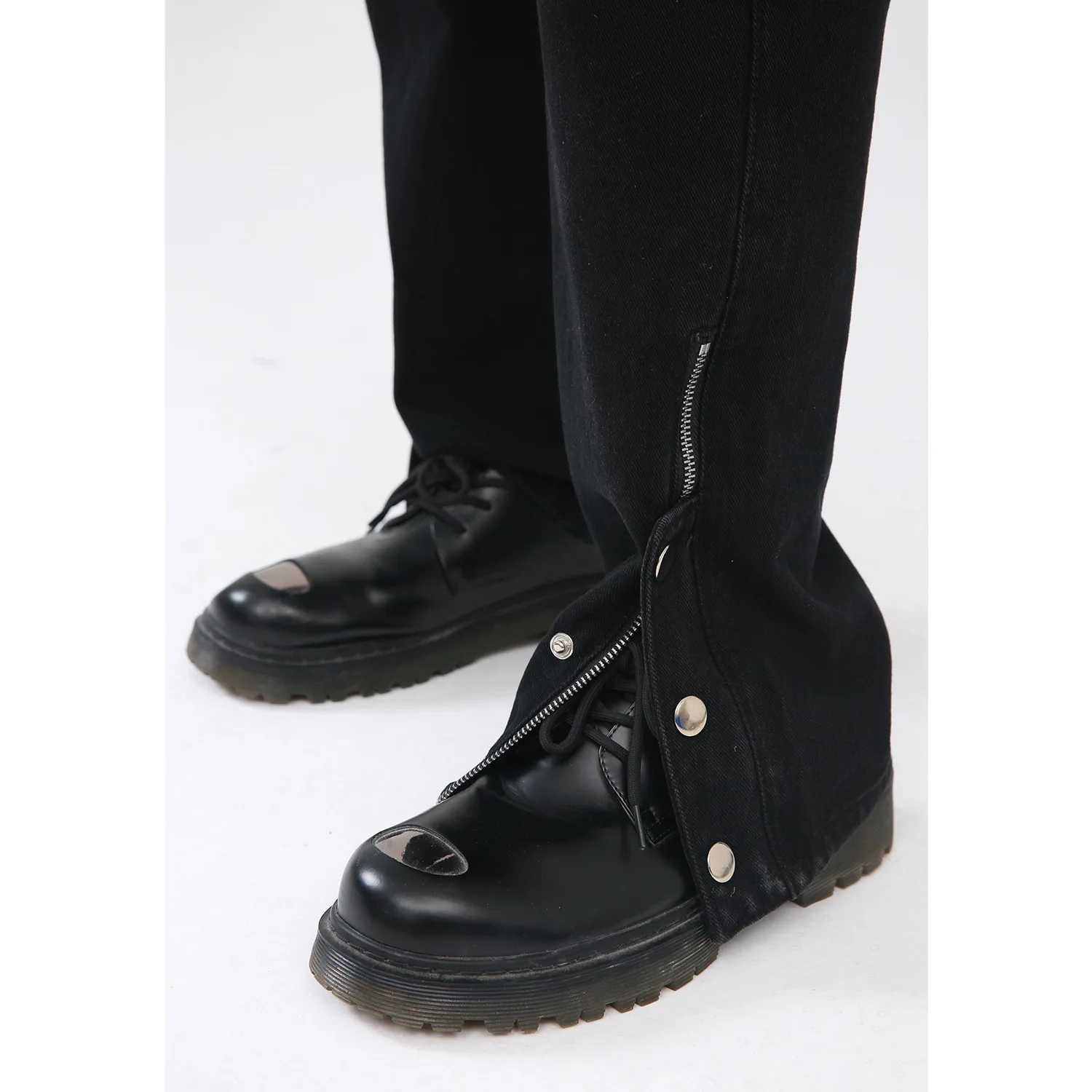 Four Seasons Men's Jeans Korean Style Zipper Slit Breasted Design Jeans Y2k Pants Streetwear Men Jeans Pants Slim Fit Streetwear