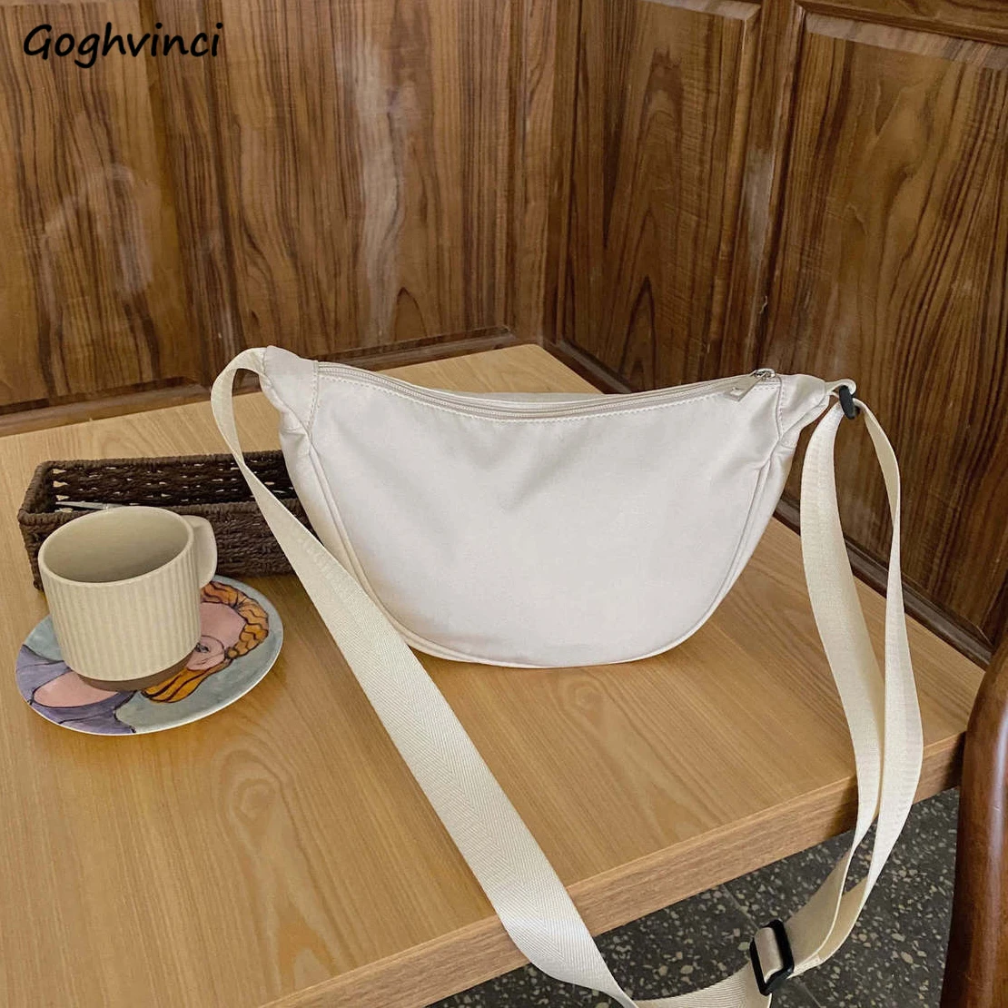 

Crossbody Bags Women Nylon Solid Minimalist Zipper Hobos Underarm Bag Harajuku Portable Shoulder Cross-body Casual Tote Students