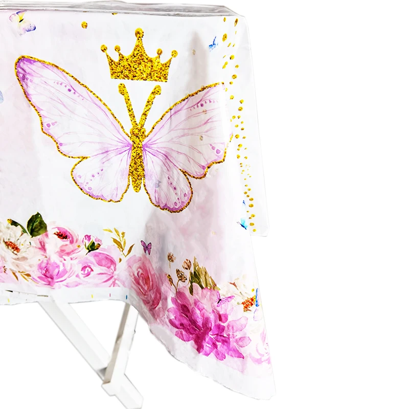 Пурпурная скатерть с большой бабочкой одноразовое украшение вечерние НКИ