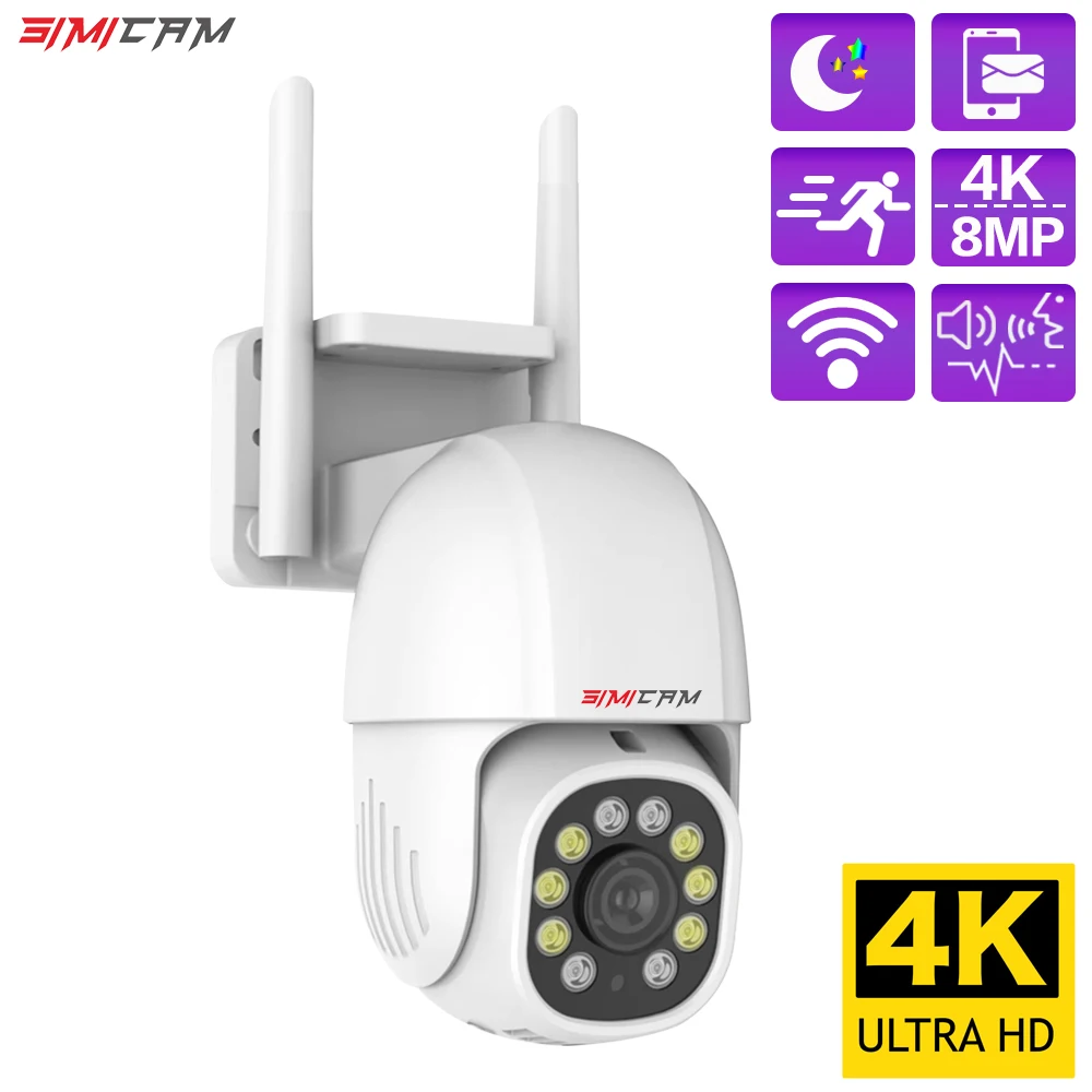 

4K WiFi IP Security Camera Video Surveillance 360 Degree Rotation Double Light Color Night Vision Out Door Smart Street Wireless