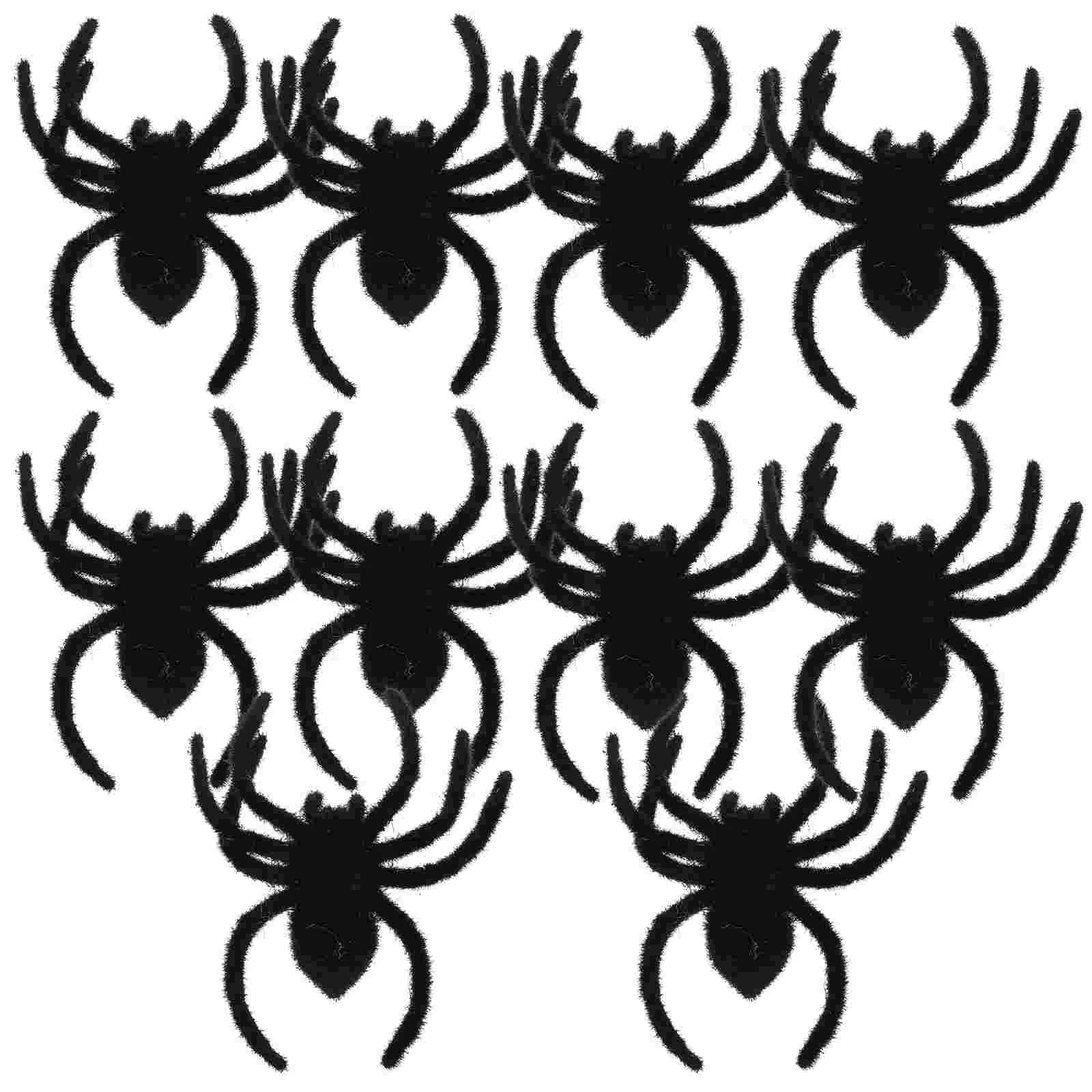

10 Pcs Big Spider Halloween Prop Festival Prank Toy Decorations Outdoor Party Ornament Flocking Toys