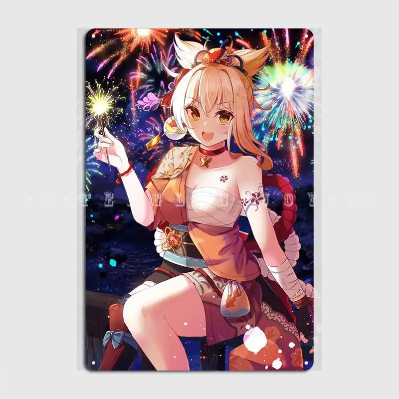 

Yoimiya Poster Metal Plaque Club Home Bar Cave Create Mural Painting Tin Sign Poster