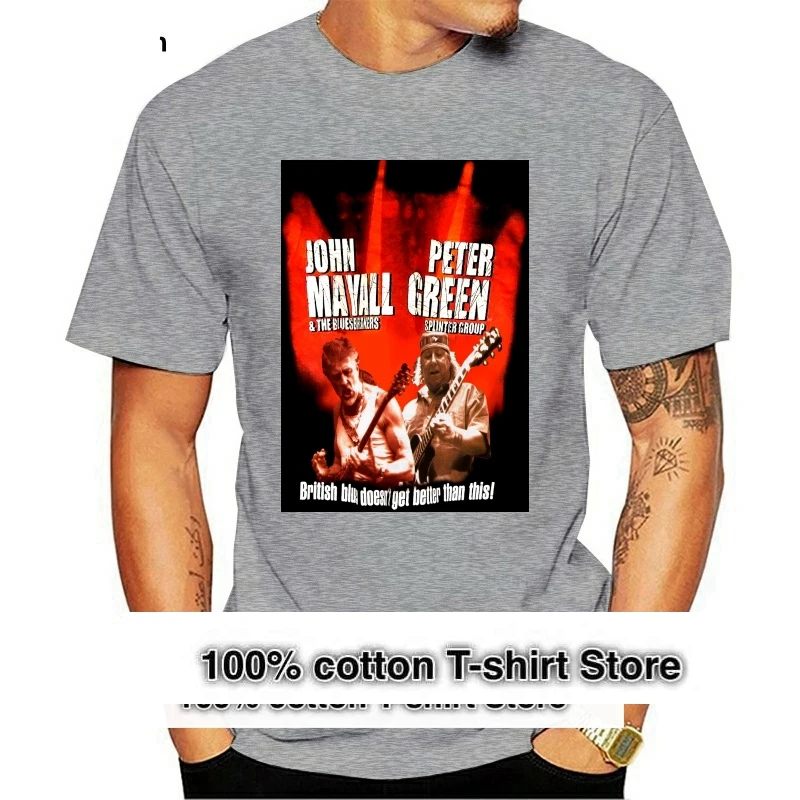 

John Mayall Peter Green In Concert May/June Tour 2000 T-Shirt Size XL T shirt Men Black Short Sleeve Cotton Hip Hop T-Shirt