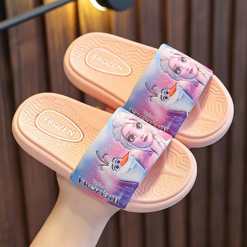 Disney Children Slippers Summer Princess Baby Girls Cartoon Frozen Elsa Print Kids Indoor Anti-slip Beach Flops Flips Soft Shoes images - 6