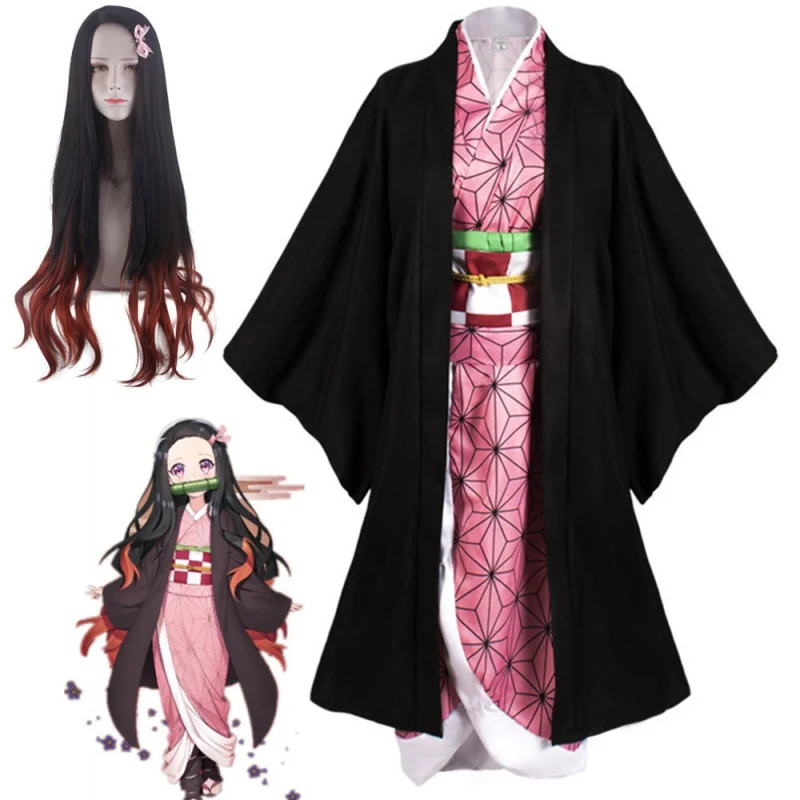

Anime Demon Slayers Kimetsu no Yaiba Nezuko Kamado Cosplay Costume Kimono Kisatsutai Uniform Halloween Carnival Party cloud Styl