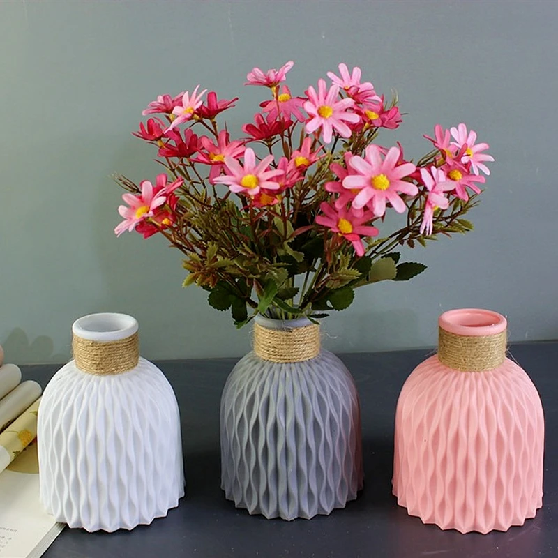 

Plastic Vases Home Decor Anti-ceramic Vases Flower Arrangement Rattan Flower Vase Modern Decorations Basket Home Decoration