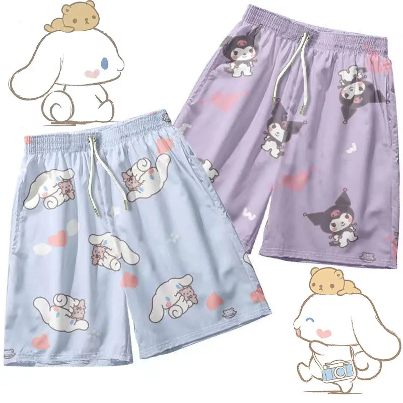 

Sanrio Hello Kitty Cinnamoroll Girls Shorts Anime Kuromi Pompompurin Summer Loose Sports Casual Pants Beach Pants Couple Shorts