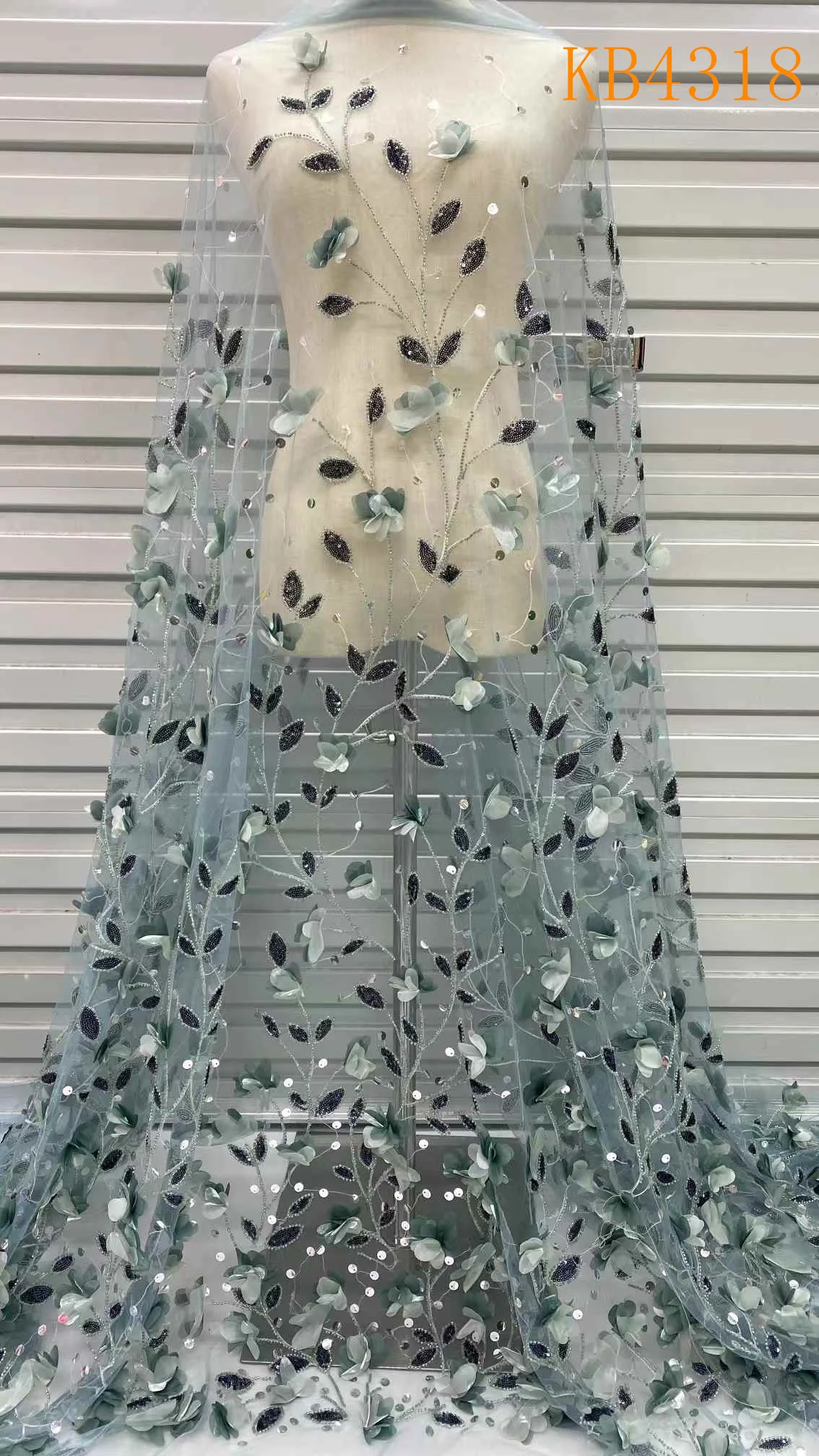 Новый 3D цветок с блестками тюль кружево вышивкой 2024 высококачественная