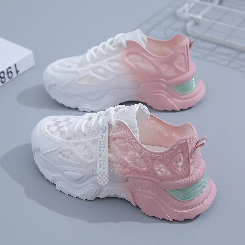 Shoes for Women Sneakers Shoes Women's Sports Shoes Summer New Korean Version Thick Bottom Mesh Breathable Student Women's Shoes