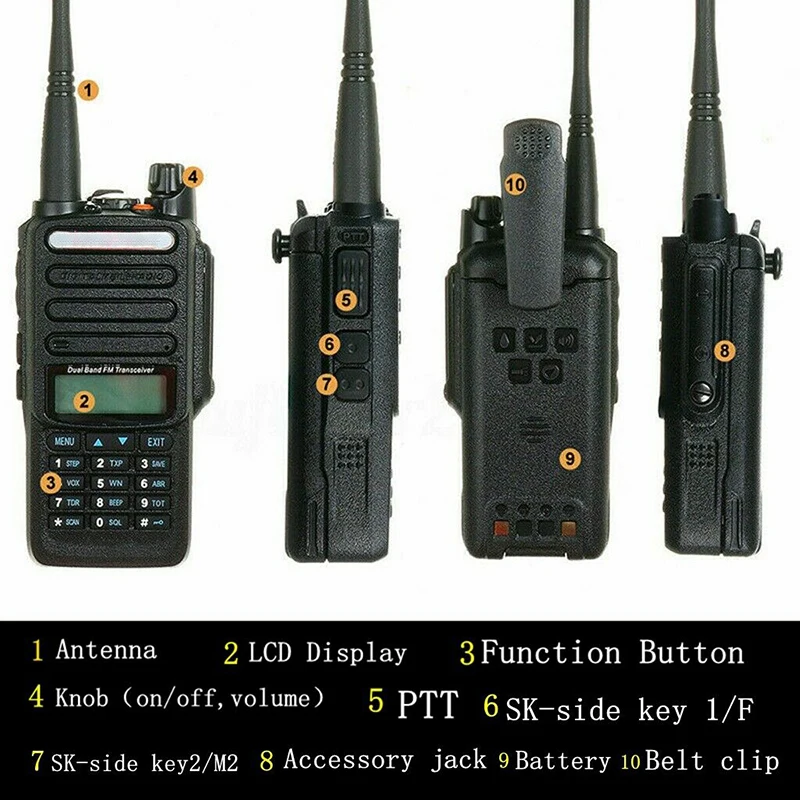 UV-9R Plus Handheld Walkie Talkie 15W 128CH VHF/UHF Two Way Radio Dual Display Suitable for Security Guard Supermarket Parts