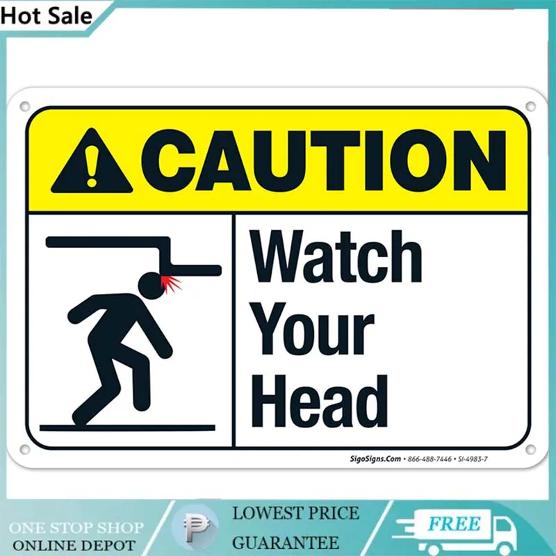 

Watch Your Head Sign ANSI Caution Sign SIx Inches Rust Free Aluminum Fade Resistant IndoorOutdoor Use Made in USA by Sigo Signs