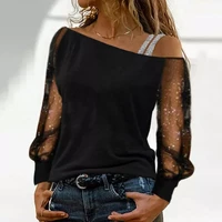 y2k fashion woman tshirts long sleeve solid colour sexy off shoulder tops autumn casual streetwear t shirt vintage women clothes