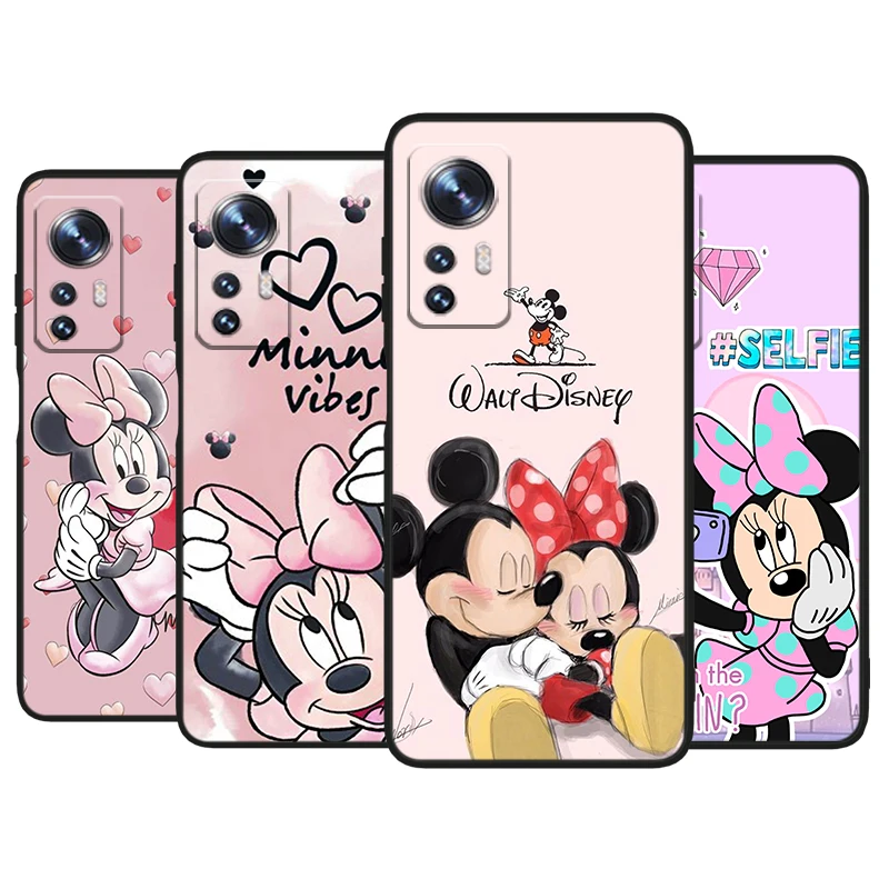 

Disney Pink Minnie Mickey For Xiaomi Mi 12 11 10 11T 10T 9T 9 8 Note 10 Ultra Pro Lite TPU Soft Silicone Black Phone Case Fundas